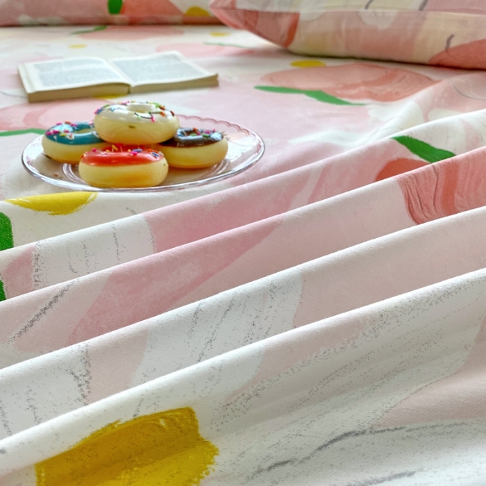 91家纺网 家纺一手货源 找家纺 金丝鸟 2022新款全棉床单单品 桃气园