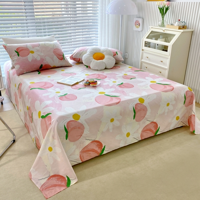 91家纺网 家纺一手货源 找家纺 金丝鸟 2022新款全棉床单单品 桃气园