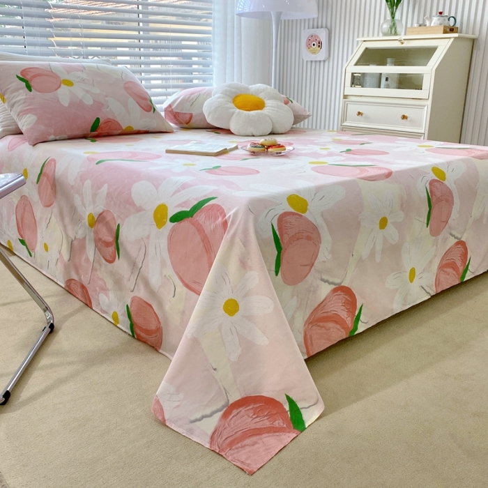 91家纺网 家纺一手货源 找家纺 金丝鸟 2022新款全棉床单单品 桃气园