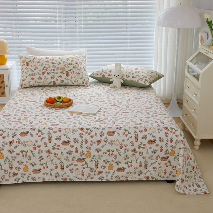 91家纺网 家纺一手货源 找家纺 金丝鸟 2022新款全棉床单单品 田园生活