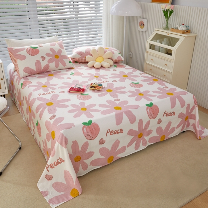 91家纺网 家纺一手货源 找家纺 金丝鸟 2022新款全棉床单单品 甜蜜peach