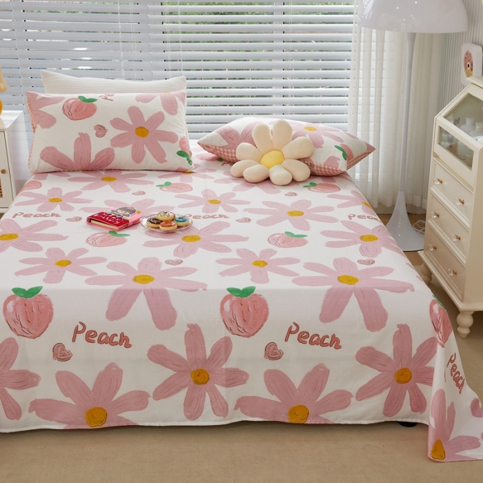 91家纺网 家纺一手货源 找家纺 金丝鸟 2022新款全棉床单单品 甜蜜peach