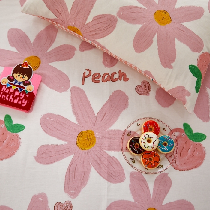 91家纺网 家纺一手货源 找家纺 金丝鸟 2022新款全棉床单单品 甜蜜peach