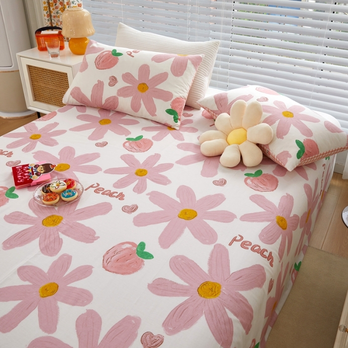 91家纺网 家纺一手货源 找家纺 金丝鸟 2022新款全棉床单单品 甜蜜peach