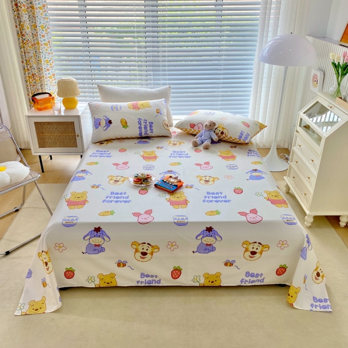 91家纺网 家纺一手货源 找家纺 金丝鸟 2022新款全棉床单单品 维尼伙伴