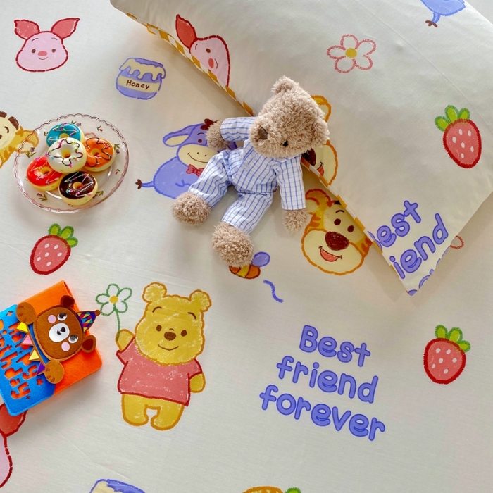 91家纺网 家纺一手货源 找家纺 金丝鸟 2022新款全棉床单单品 维尼伙伴