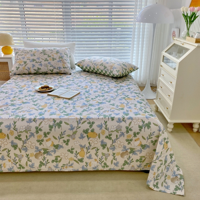 91家纺网 家纺一手货源 找家纺 金丝鸟 2022新款全棉床单单品 早安兔兔