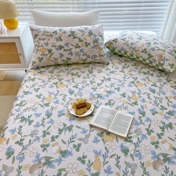 91家纺网 家纺一手货源 找家纺 金丝鸟 2022新款全棉床单单品 早安兔兔