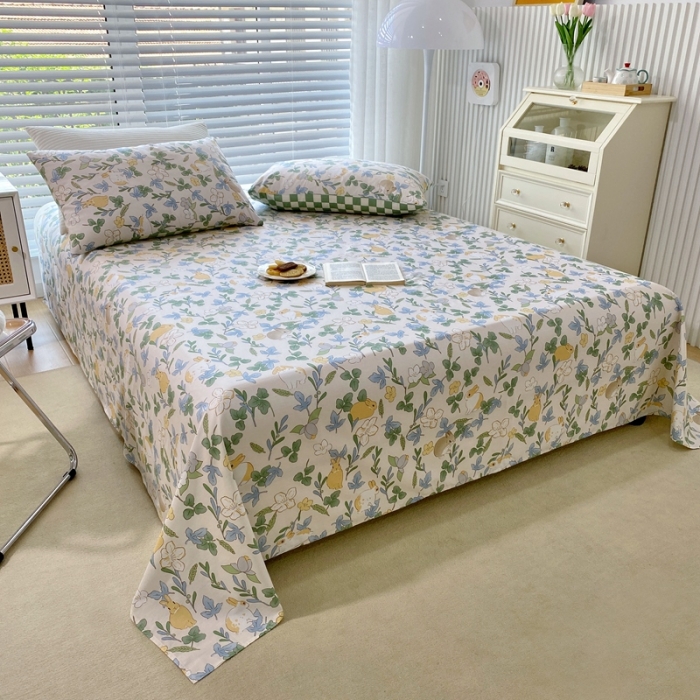 91家纺网 家纺一手货源 找家纺 金丝鸟 2022新款全棉床单单品 早安兔兔