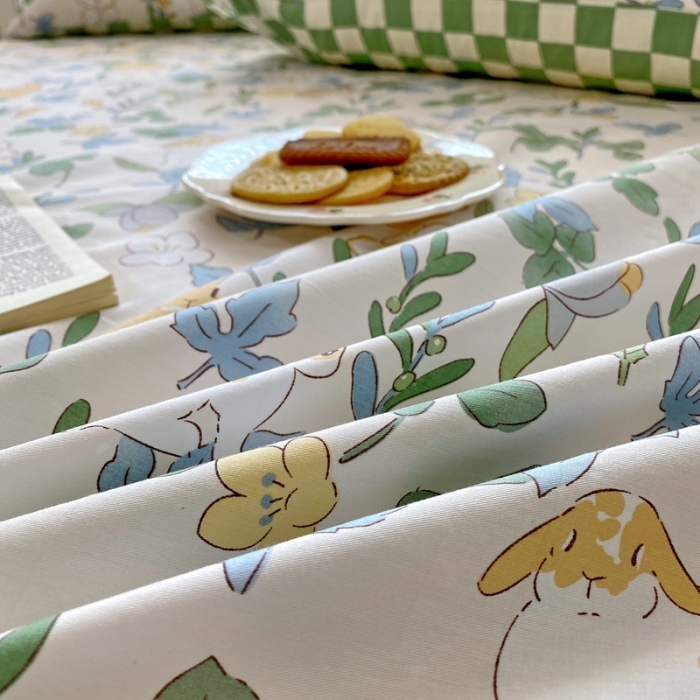 91家纺网 家纺一手货源 找家纺 金丝鸟 2022新款全棉床单单品 早安兔兔