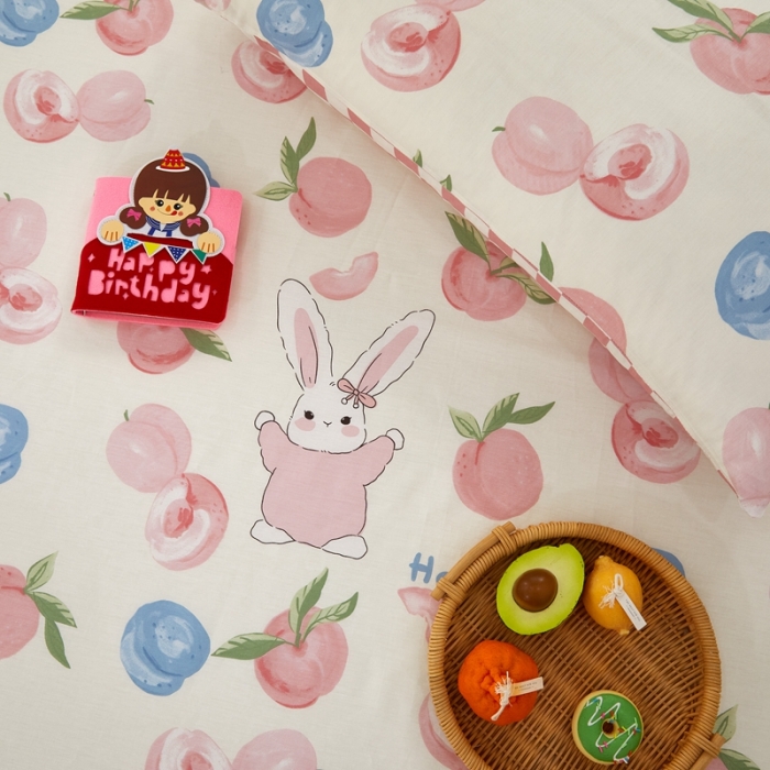 91家纺网 家纺一手货源 找家纺 金丝鸟 2022新款全棉床单单品 长耳蜜桃兔