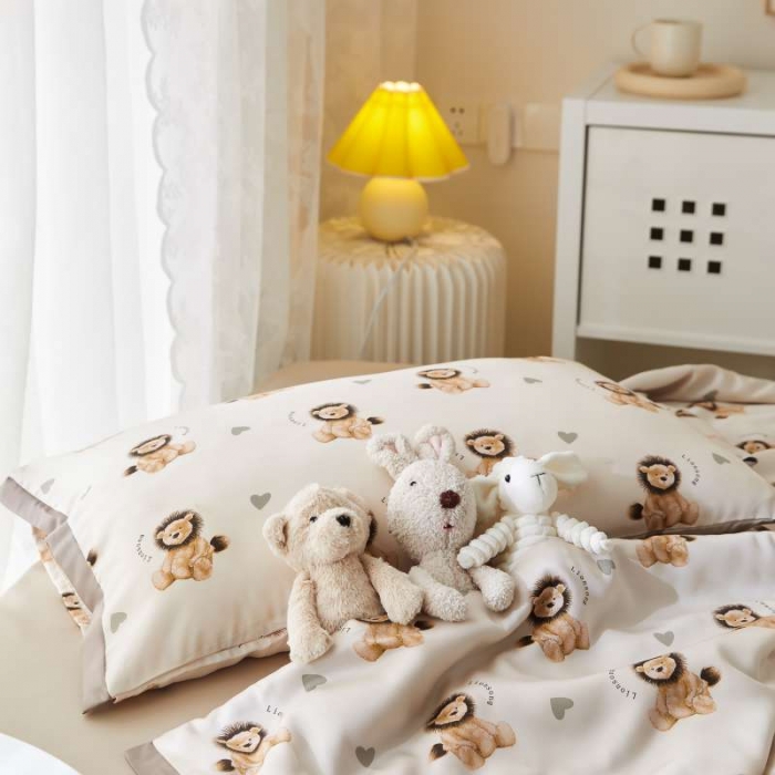 91家纺网 家纺一手货源 找家纺 汇庭 2021新款单人天丝卡通印花夏被 比得狮子