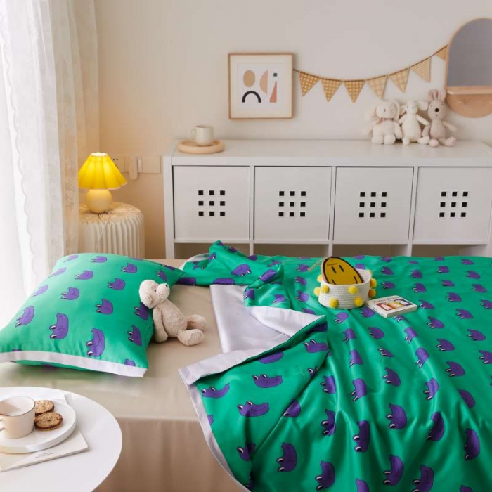 91家纺网 家纺一手货源 找家纺 汇庭 2021新款单人天丝卡通印花夏被 大嘴娃