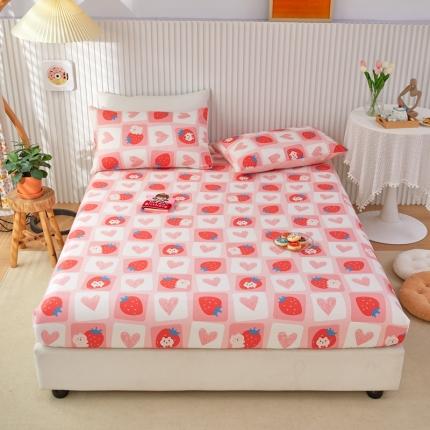 91家纺网 家纺一手货源 找家纺 金丝鸟 2022新款全棉床笠单品 草莓牛奶