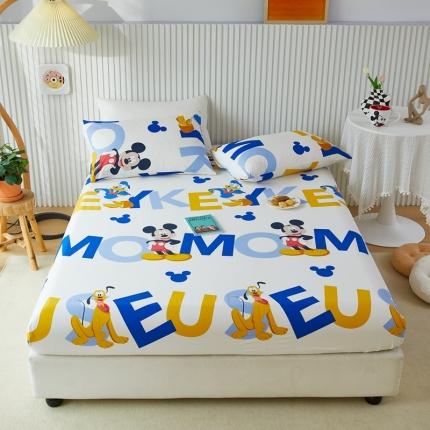 91家纺网 家纺一手货源 找家纺 金丝鸟 2022新款全棉床笠单品 米奇字母