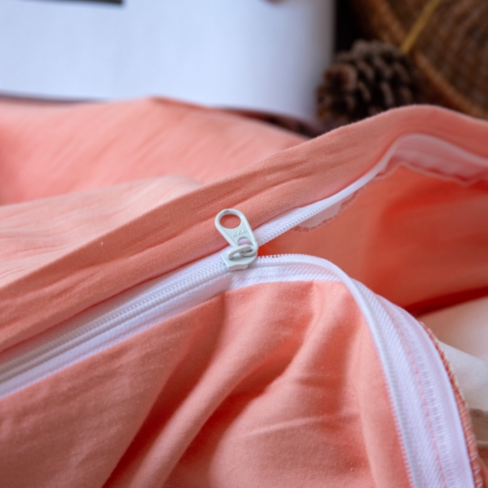 91家纺网 家纺一手货源 找家纺 安莱生活 2022新款染色原棉四件套 粉色-小雨点