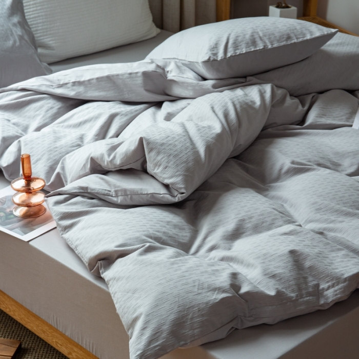 91家纺网 家纺一手货源 找家纺 安莱生活 2022新款染色原棉四件套 穷灰-小雨点