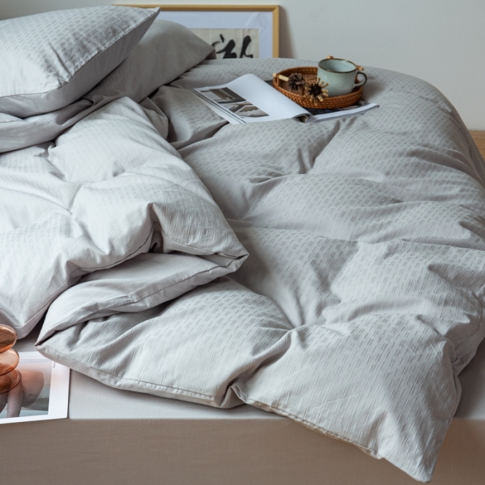 91家纺网 家纺一手货源 找家纺 安莱生活 2022新款染色原棉四件套 穷灰-小雨点