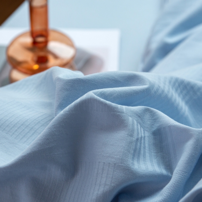 91家纺网 家纺一手货源 找家纺 安莱生活 2022新款染色原棉四件套 雾青-大方格