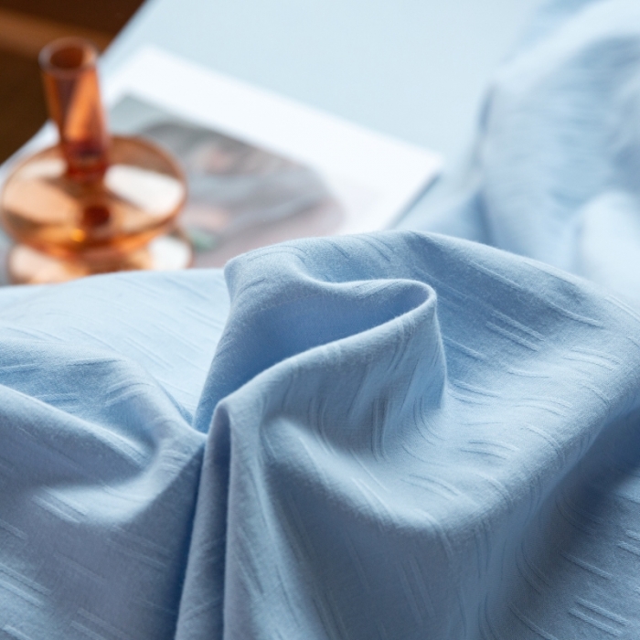 91家纺网 家纺一手货源 找家纺 安莱生活 2022新款染色原棉四件套 雾青-小雨点