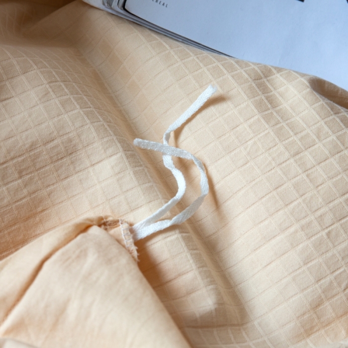 91家纺网 家纺一手货源 找家纺 安莱生活 2022新款染色原棉四件套 杏色-小方格