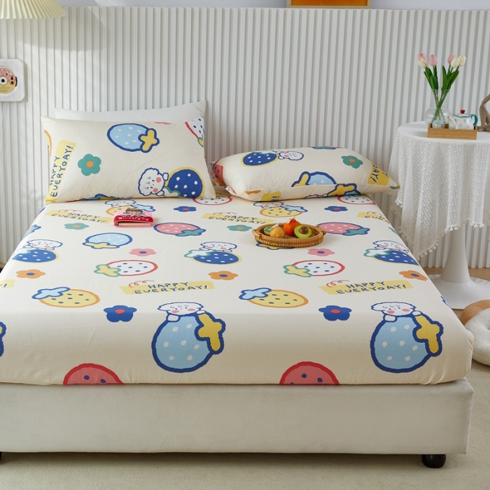 91家纺网 家纺一手货源 找家纺 金丝鸟 2022新款全棉床笠单品 草莓恋宠