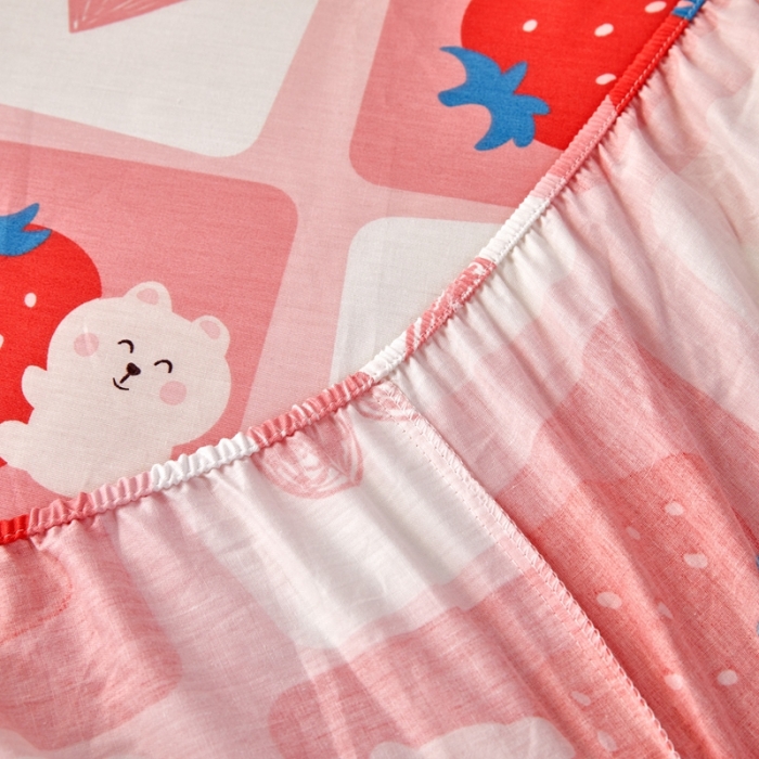 91家纺网 家纺一手货源 找家纺 金丝鸟 2022新款全棉床笠单品 草莓牛奶