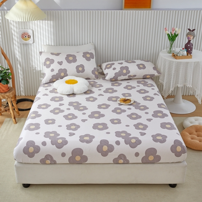 91家纺网 家纺一手货源 找家纺 金丝鸟 2022新款全棉床笠单品 花蕊