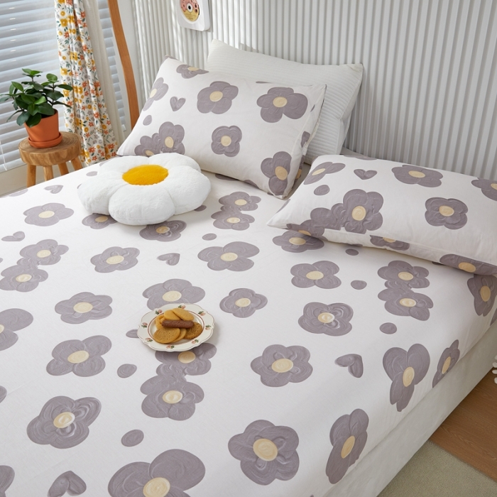 91家纺网 家纺一手货源 找家纺 金丝鸟 2022新款全棉床笠单品 花蕊