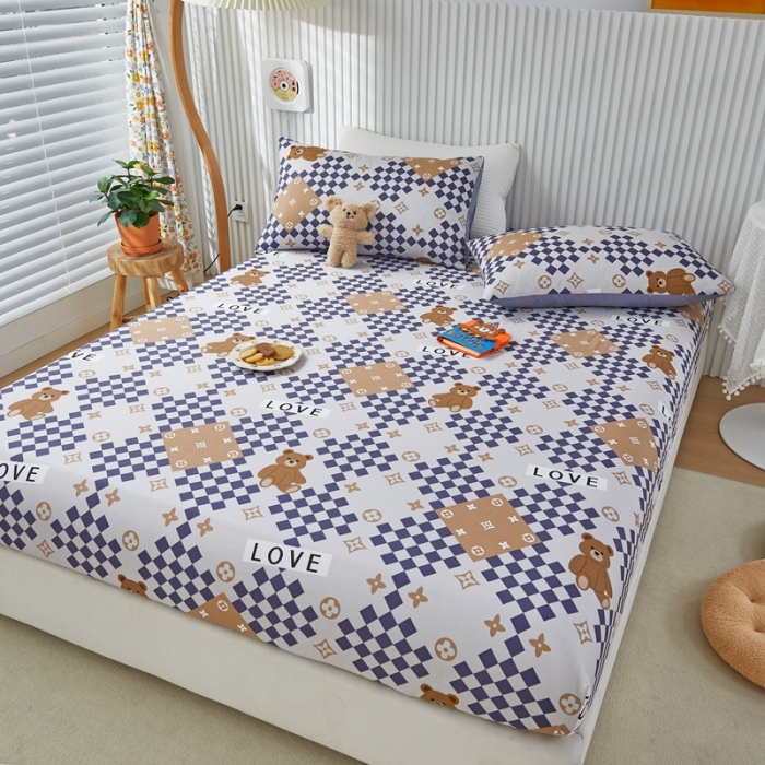 91家纺网 家纺一手货源 找家纺 金丝鸟 2022新款全棉床笠单品 路易熊