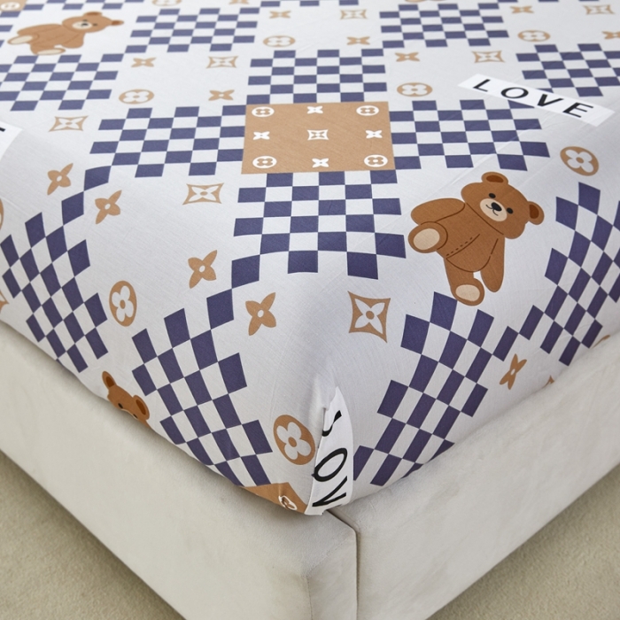 91家纺网 家纺一手货源 找家纺 金丝鸟 2022新款全棉床笠单品 路易熊