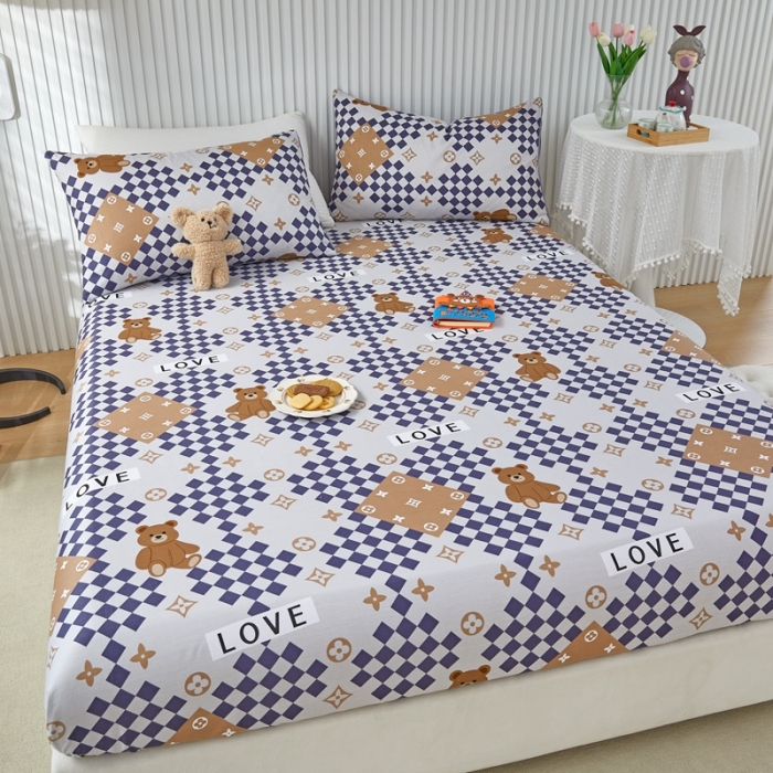 91家纺网 家纺一手货源 找家纺 金丝鸟 2022新款全棉床笠单品 路易熊