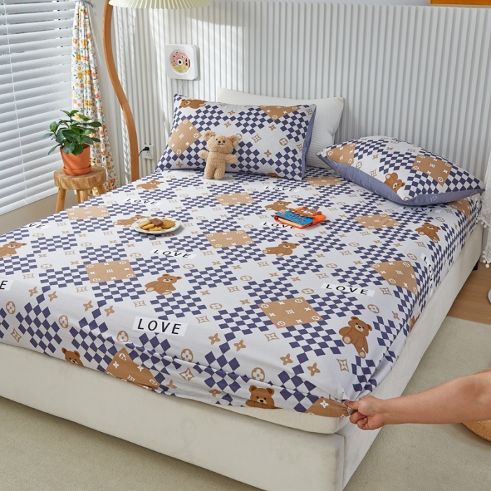 91家纺网 家纺一手货源 找家纺 金丝鸟 2022新款全棉床笠单品 路易熊