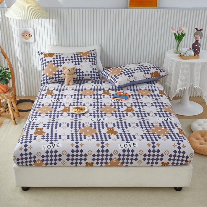 91家纺网 家纺一手货源 找家纺 金丝鸟 2022新款全棉床笠单品 路易熊