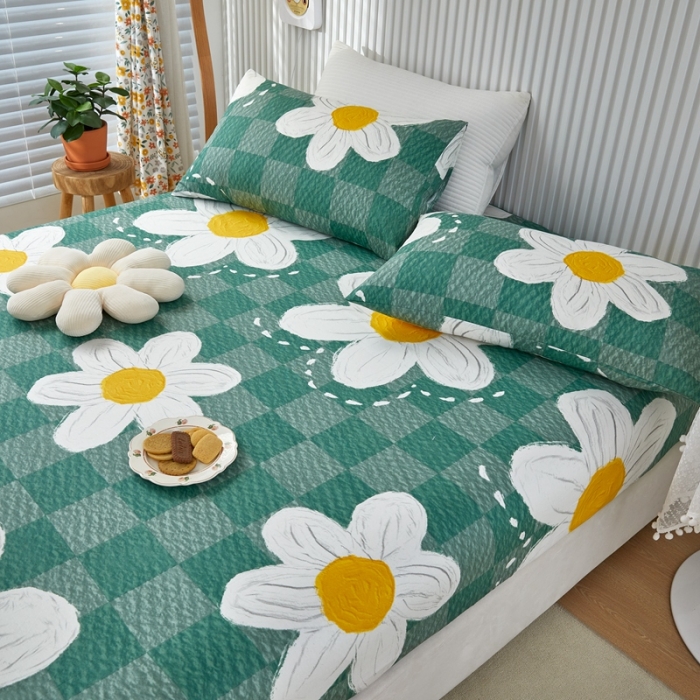 91家纺网 家纺一手货源 找家纺 金丝鸟 2022新款全棉床笠单品 绿茵