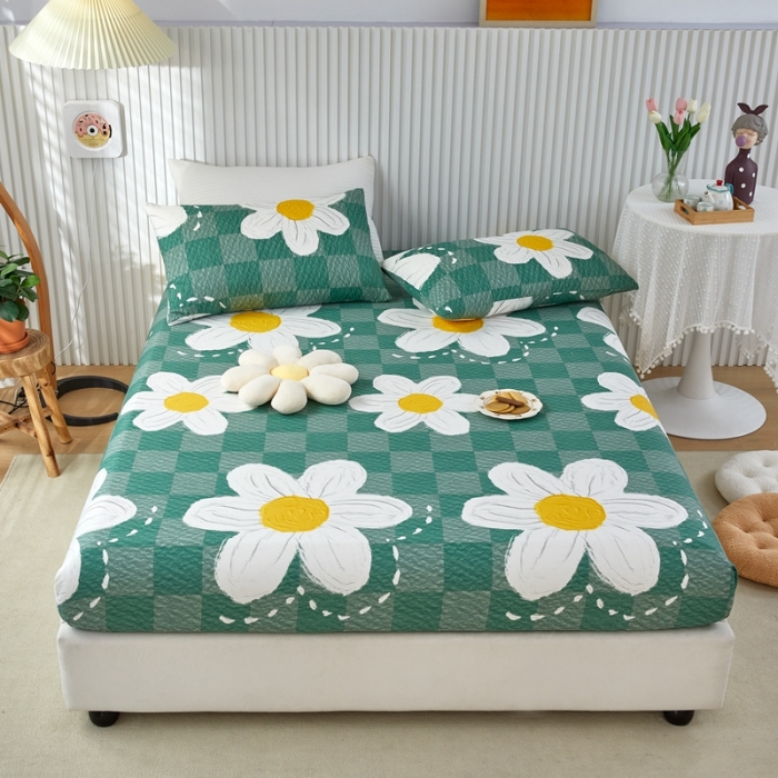 91家纺网 家纺一手货源 找家纺 金丝鸟 2022新款全棉床笠单品 绿茵