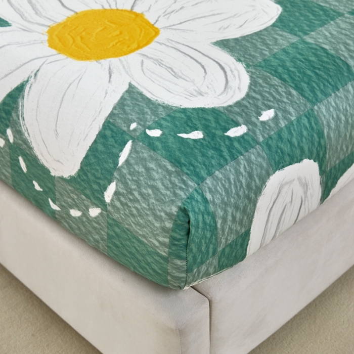 91家纺网 家纺一手货源 找家纺 金丝鸟 2022新款全棉床笠单品 绿茵