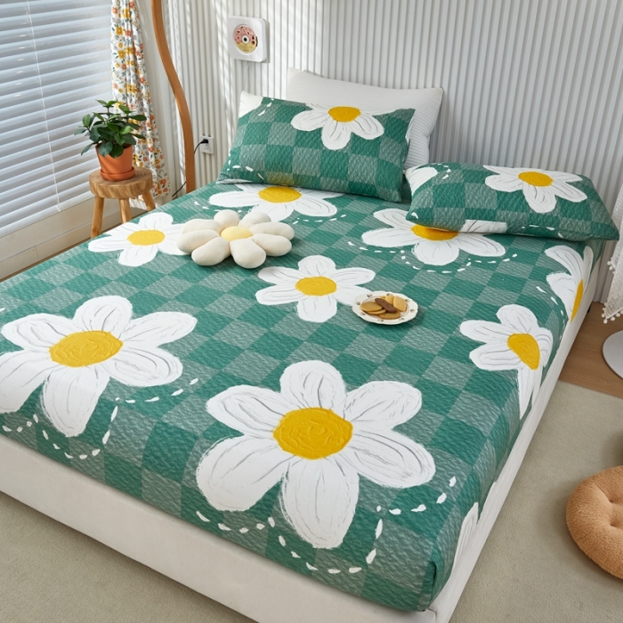 91家纺网 家纺一手货源 找家纺 金丝鸟 2022新款全棉床笠单品 绿茵