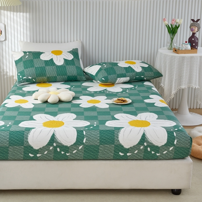 91家纺网 家纺一手货源 找家纺 金丝鸟 2022新款全棉床笠单品 绿茵