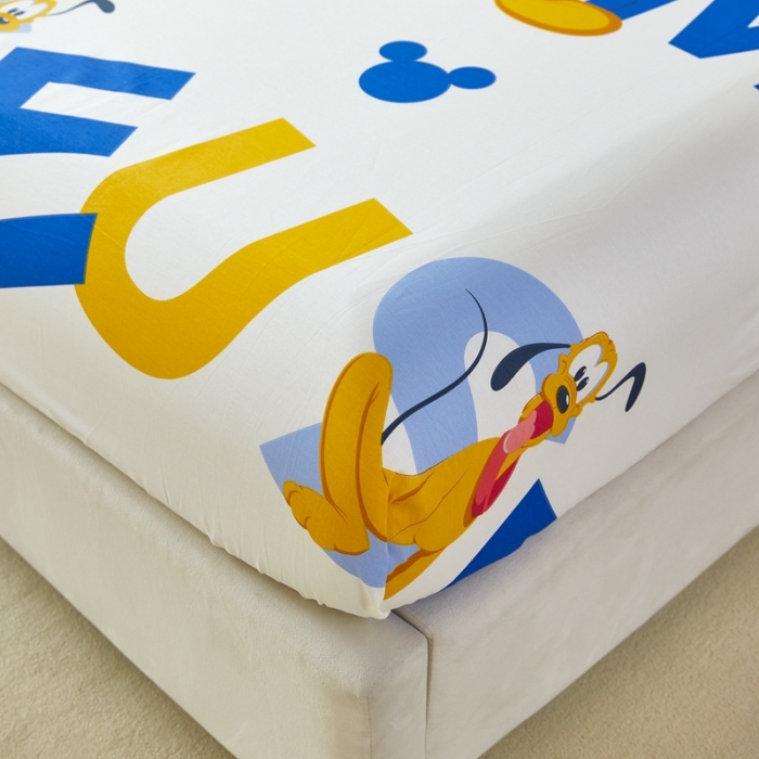 91家纺网 家纺一手货源 找家纺 金丝鸟 2022新款全棉床笠单品 米奇字母