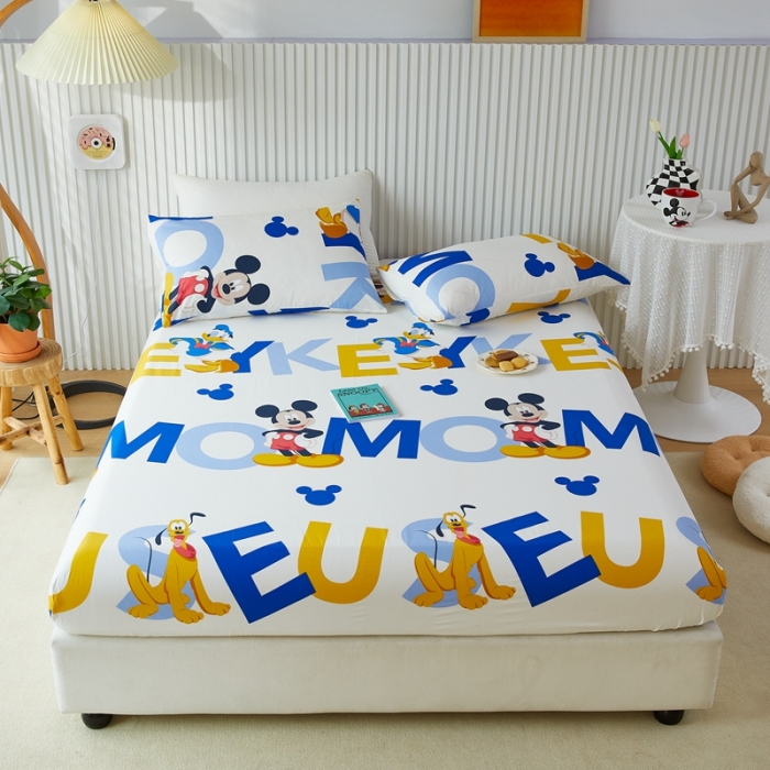 91家纺网 家纺一手货源 找家纺 金丝鸟 2022新款全棉床笠单品 米奇字母