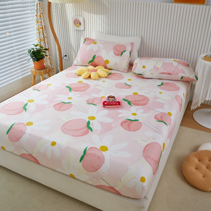 91家纺网 家纺一手货源 找家纺 金丝鸟 2022新款全棉床笠单品 桃气园