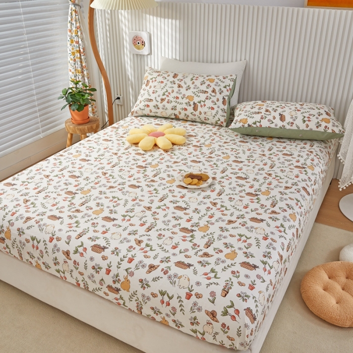 91家纺网 家纺一手货源 找家纺 金丝鸟 2022新款全棉床笠单品 田园生活