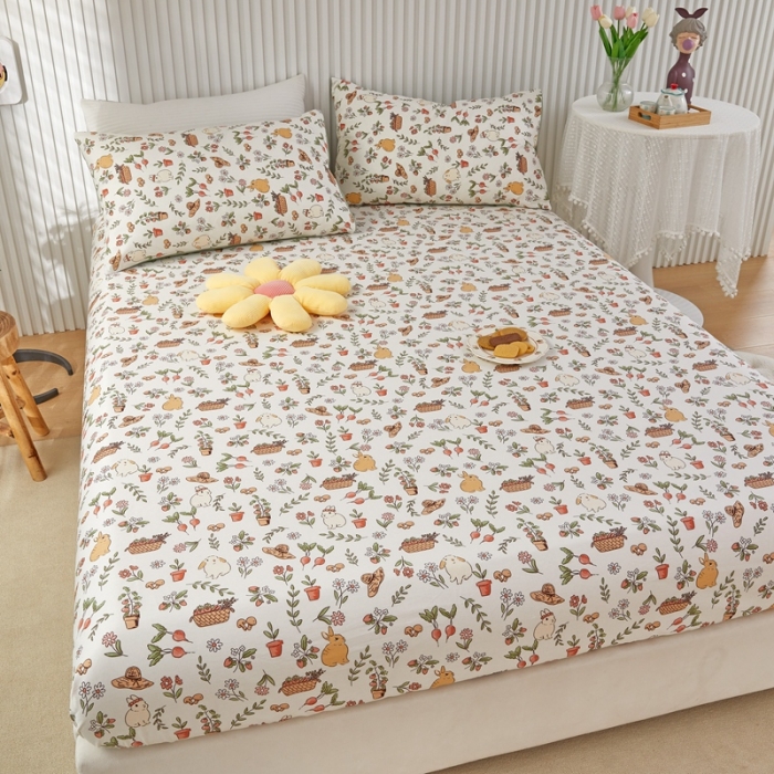 91家纺网 家纺一手货源 找家纺 金丝鸟 2022新款全棉床笠单品 田园生活