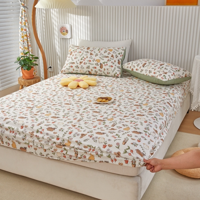 91家纺网 家纺一手货源 找家纺 金丝鸟 2022新款全棉床笠单品 田园生活