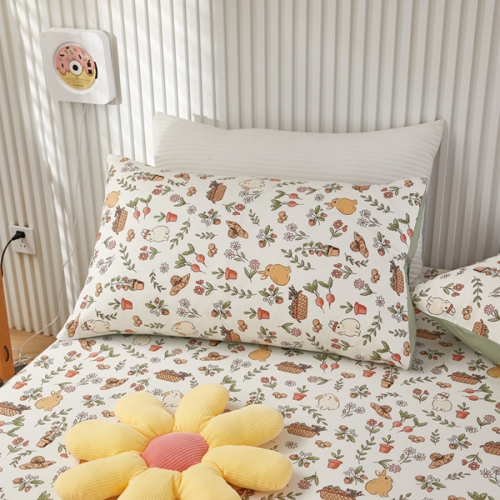 91家纺网 家纺一手货源 找家纺 金丝鸟 2022新款全棉床笠单品 田园生活