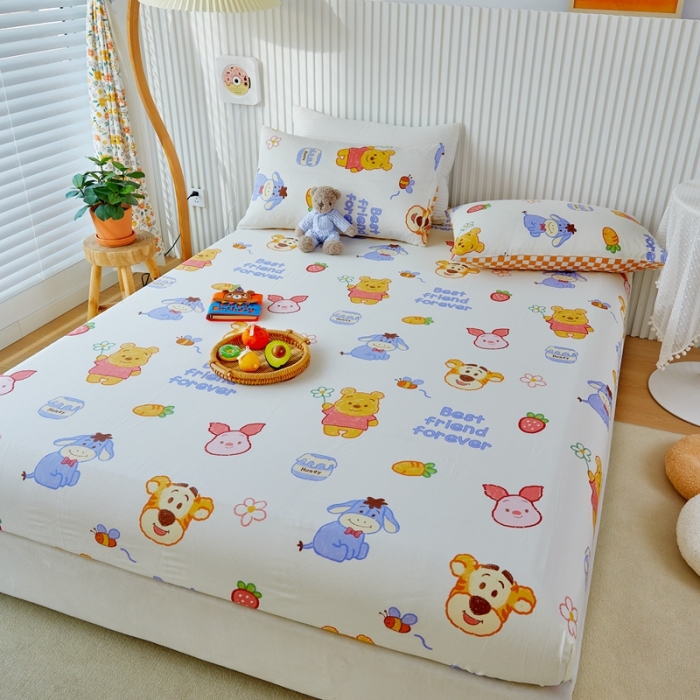 91家纺网 家纺一手货源 找家纺 金丝鸟 2022新款全棉床笠单品 维尼伙伴