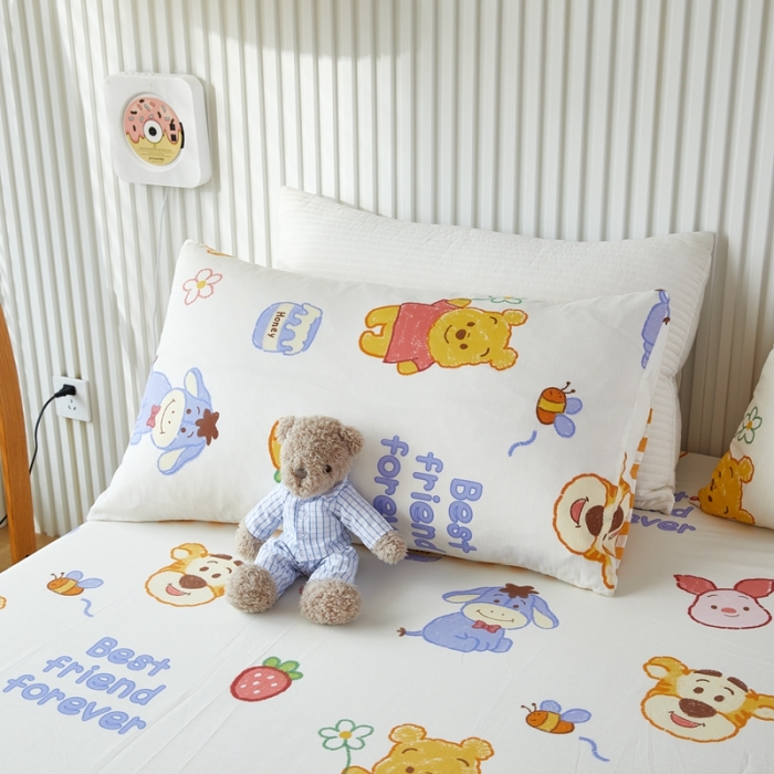 91家纺网 家纺一手货源 找家纺 金丝鸟 2022新款全棉床笠单品 维尼伙伴