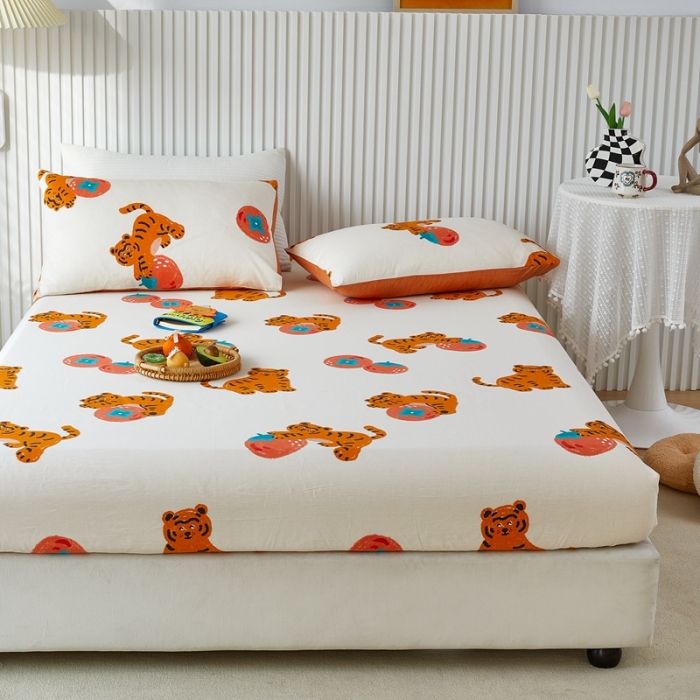 91家纺网 家纺一手货源 找家纺 金丝鸟 2022新款全棉床笠单品 喜柿虎