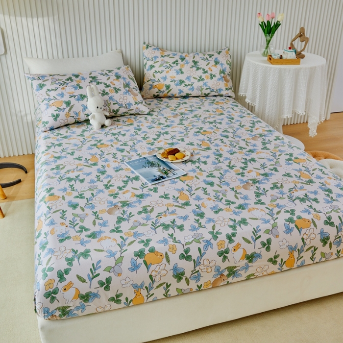 91家纺网 家纺一手货源 找家纺 金丝鸟 2022新款全棉床笠单品 早安兔兔